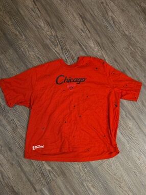 Nike Red Chicago Graphic Tee with Script and Logo